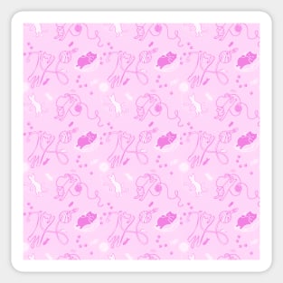 Cute Cartoon Cats Pattern Pink Sticker